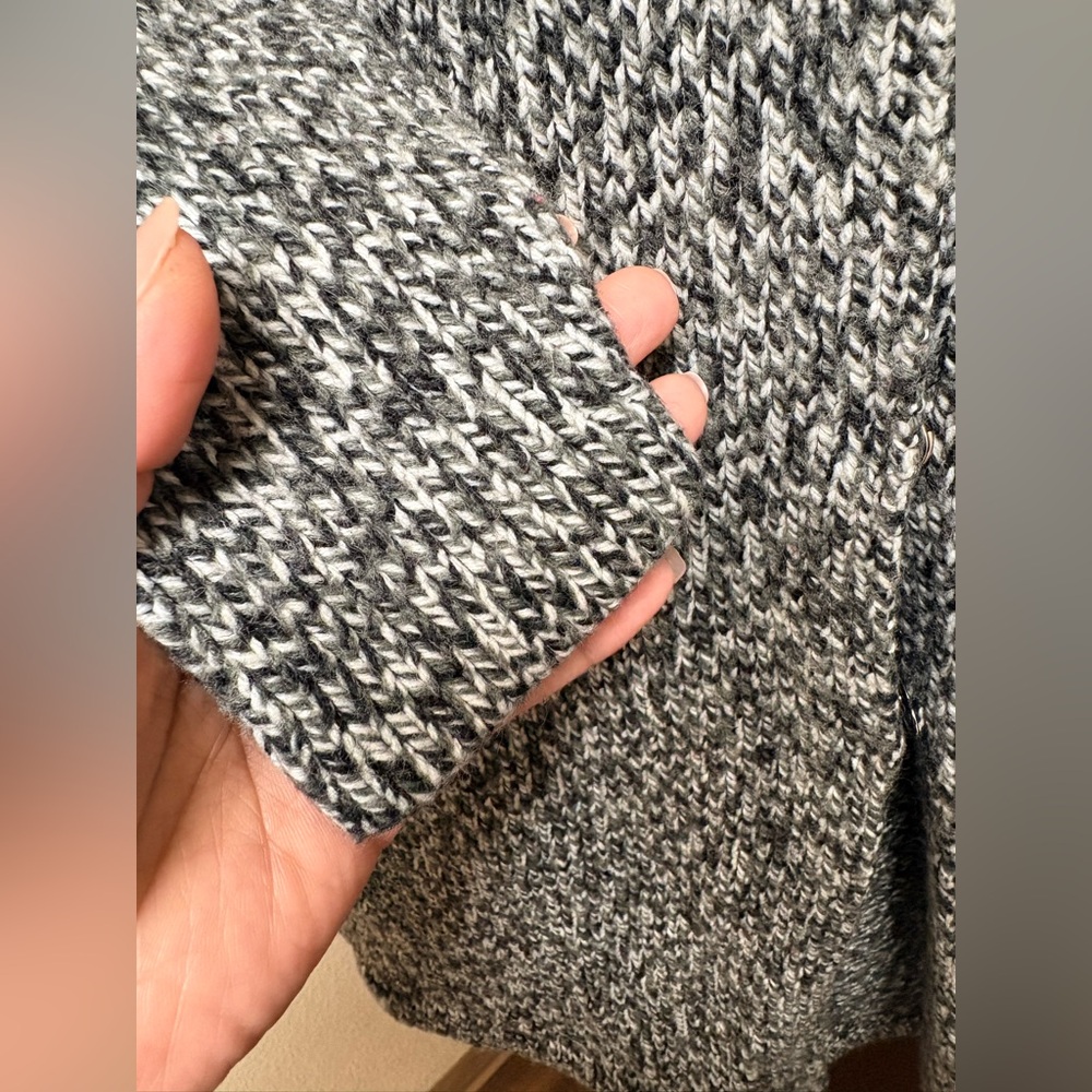 GUESS Jeans Women’s Gray Tweed Ribbed Knit Wool Blend Cardigan Sweater Tunic - Picture 5 of 8